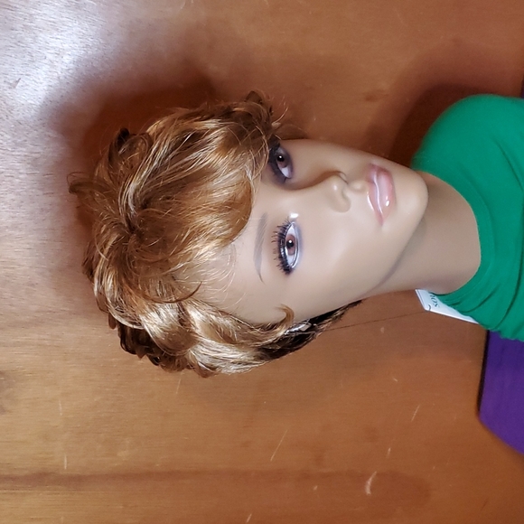 Short Light Brown / Blonde Curly Wig - Picture 3 of 5